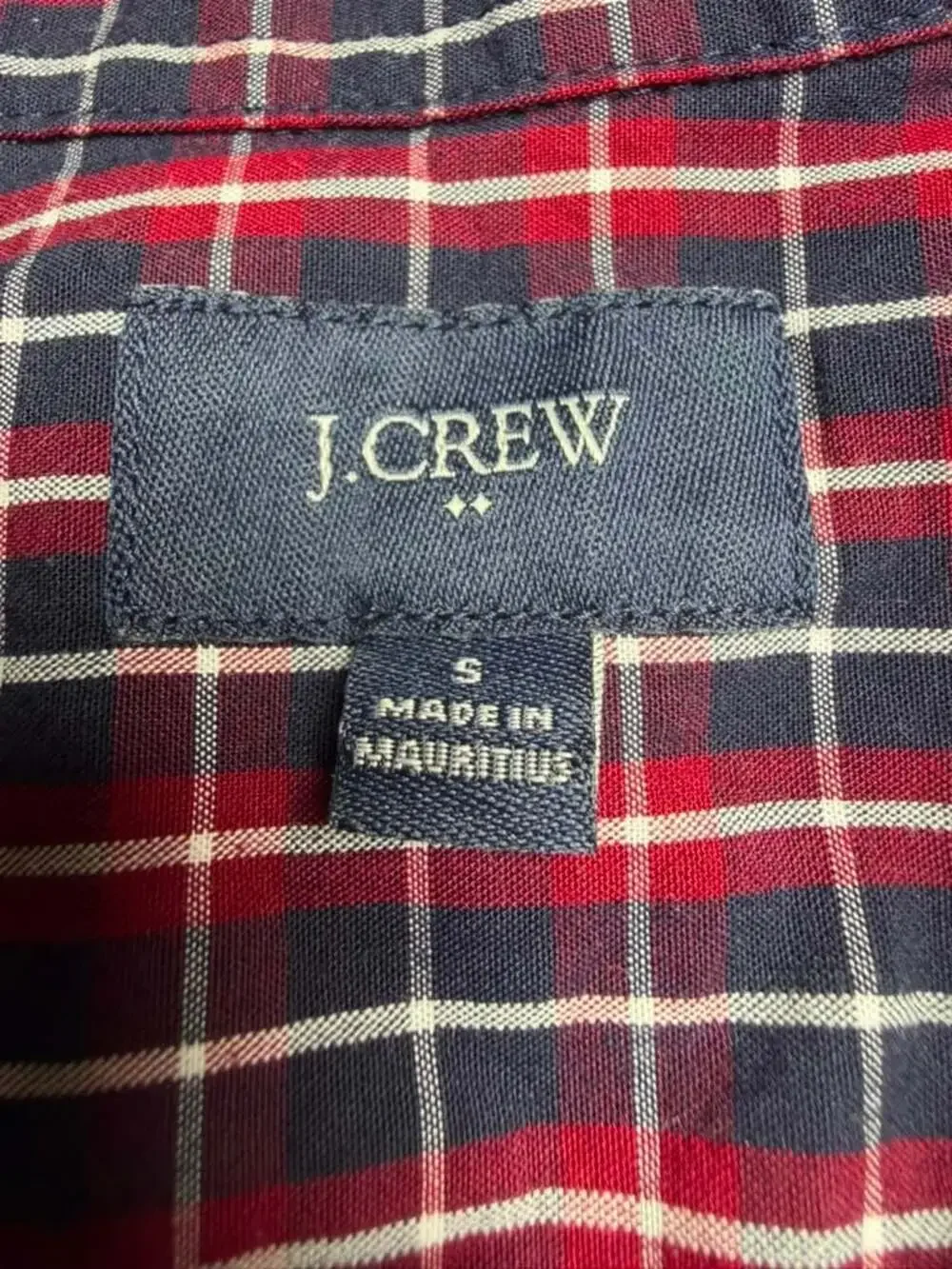 J. Crew Red Navy Check Plaid Long Sleeve Button-Down Men’s Shirt Size S